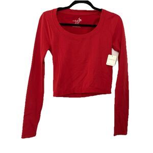 Intimately Free People Womens L / XL Crop Top Long Sleeve Garnet Red Compression